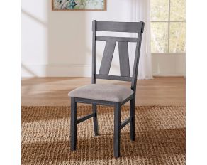 Lawson Splat Back Side Chair in Slate Finish with Weathered Gray Top