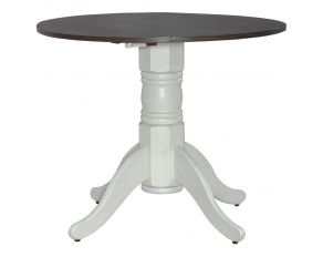 Brook Bay Drop Leaf Table Set in Textured White Finish with Carbon Grey Tops