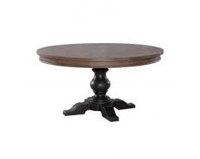 Americana Farmhouse Pedestal Table in Dusty Taupe and Black Finish