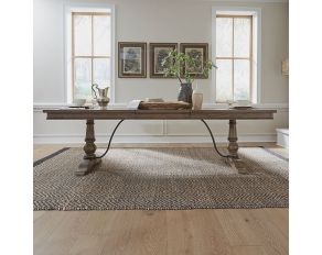 Americana Farmhouse Dining Trestle Table in Dusty Taupe and Black Finish