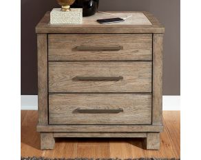 Canyon Road 3 Drawer Nightstand with Charging Station in Burnished Beige Finish