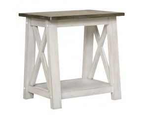 Laurel Bluff End Table in Antique White Finish with Dust Grey Tops