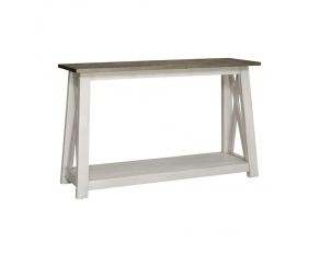 Laurel Bluff Sofa Table in Antique White Finish with Dust Grey Tops