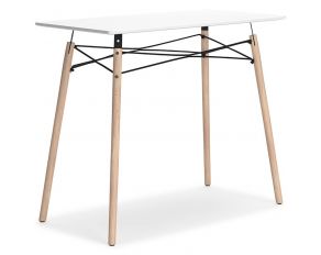 Jaspeni Home Office Desk in White and Natural