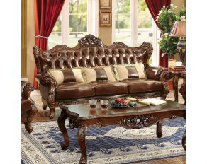 Furniture of America Jericho Sofa in Brown/Dark Oak