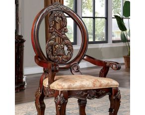 Normandy Set of 2 Arm Chairs in Brown Cherry and Tan