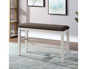 Heidelberg Counter Height Bench in Off-White and Dark Gray