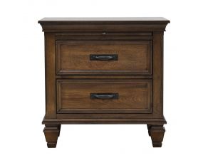 Franco 2 Drawer Nightstand With Pull Out Tray in Burnished Oak