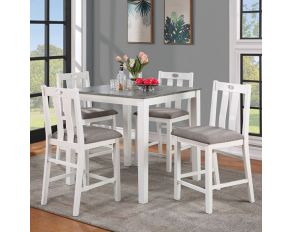 Dunseith 5 Piece Counter Height Table Set in White and Gray