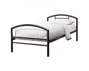 Baines Twin Metal Bed With Arched Headboard in Black