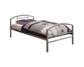 Baines Twin Metal Bed With Arched Headboard in Silver