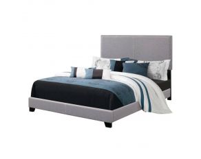 Boyd Queen Upholstered Bed With Nailhead Trim in Grey