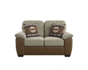 Porter Loveseat with 2 Pillow in Two Tone Beige and Brown