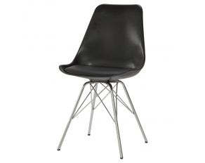 Lowry Armless Dining Chairs in Black And Chrome