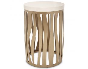 La Rachelle Round Chair Side Table with Metal Base in Medium Champagne