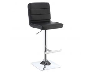 Bianca Upholstered Adjustable Bar Stool in Black and Chrome