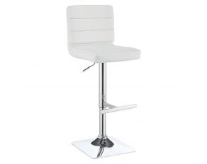 Bianca Upholstered Adjustable Bar Stool in White and Chrome