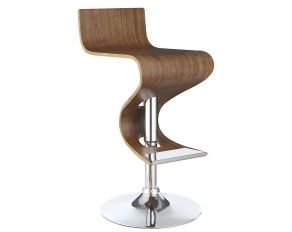 Covina Adjustable Bar Stool in Walnut and Chrome