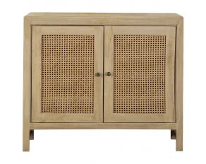 2-Door Accent Cabinet with 1 Adjustable Shelf in Natural Wood Finish