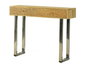 2 Drawer Console Table in Natural and Silver