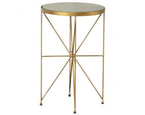 Eliska Round Accent Table with Marble Top in Green and Antique Gold