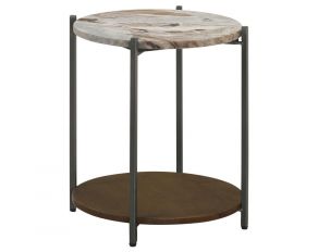 Noemie Accent Table in White Marble Gunmetal