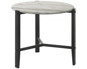 Round End Table in Faux White Marble