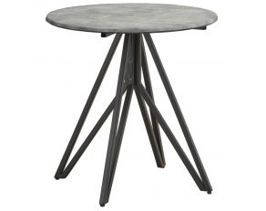 Round End Table in Cement and Gunmetal