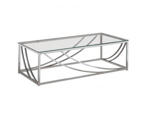 Glass Top Rectangular Coffee Table Accents in Chrome