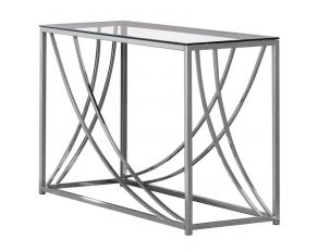 Glass Top Rectangular Sofa Table Accents in Chrome