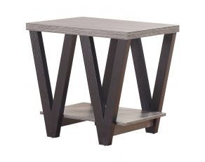 Higgins V-Shaped End Table in Black And Antique Grey