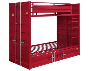 Cargo Full Over Full Bunk Bed with Trundle in Red