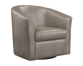 Upholstery Sloped Arm Accent Swivel Chair in Champagne