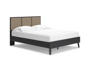 Charlang Queen Panel Platform Bed in Black and Beige