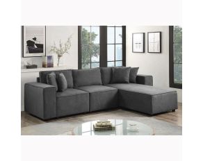 Silvester 3 Piece Sectional in Gray Fabric