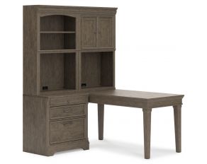 Janismore 4-Piece Bookcase Wall Unit with Desk in Weathered Gray