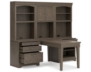 Janismore 6-Piece Bookcase Wall Unit with Desk in Weathered Gray