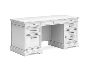 Kanwyn Home Office Desk with 8 Drawers in Whitewash