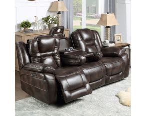 Oportuna Dual Power Reclining Sofa in Coffee