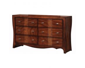 Jenny 6 Drawer Dresser in Medium Espresso Finish