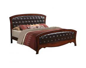 Jenny Queen Upholstered Bed in Medium Espresso Finish