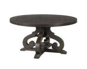 Stone Round Dining Table in Charcoal Finish