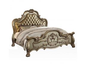 Acme Furniture Dresden Eastern King Bed in Gold Patina and Bone Finish