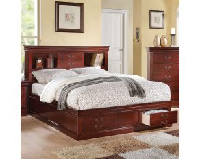 Acme Furniture Louis Philippe III Queen Bed with Storage in Cherry Finish