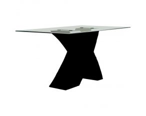 Acme Furniture Pervis Dining Table in Black Finish and Clear Glass