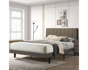 Valdemar Upholstered Queen Bed in Brown and Weathered Grey Finish