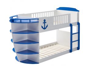 Neptune Twin over Twin Bunk Bed with Storage Shelves in Sky Blue Finish