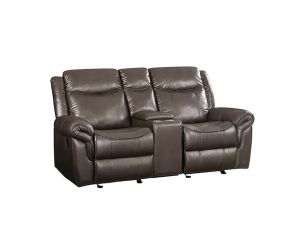 Lydia Motion Loveseat with Console and USB Dock in Brown