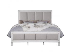 Katia Eastern King Upholstered Bed in Gray and White Finish