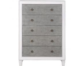 Katia 5 Drawer Chest in Rustic Gray and White Finish